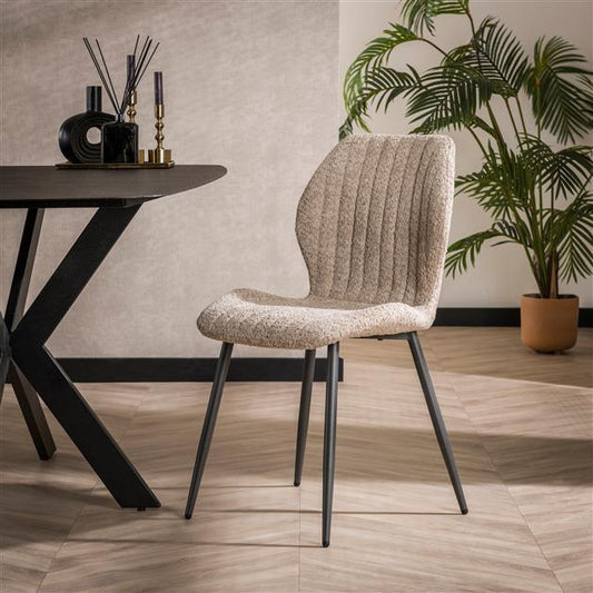 Stoel Boucle Lendesteun verpakt per 4 - 48x58x86 cm - Boucle zandkleur