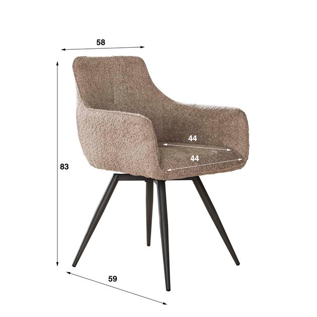 Armstoel Boucle Draaibaar - 58x59x83 cm - Boucle Zandkleur