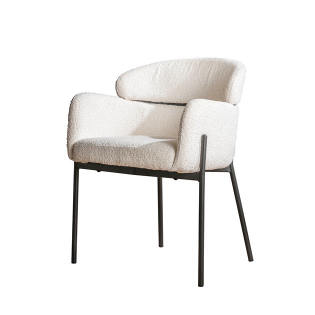 Armstoel Boucle Ronde Rug - 62x61x80 cm - verpakt per 2 / Boucle wit