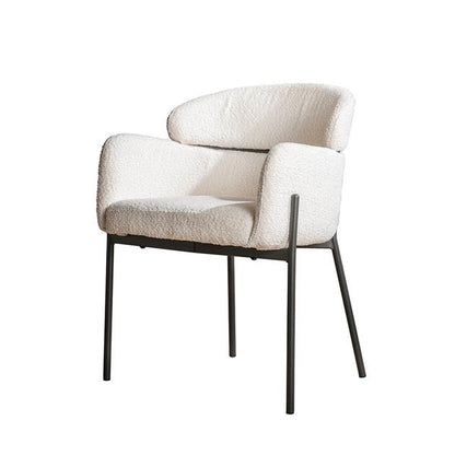 Armstoel Boucle Ronde Rug - 62x61x80 cm - verpakt per 2 / Boucle wit