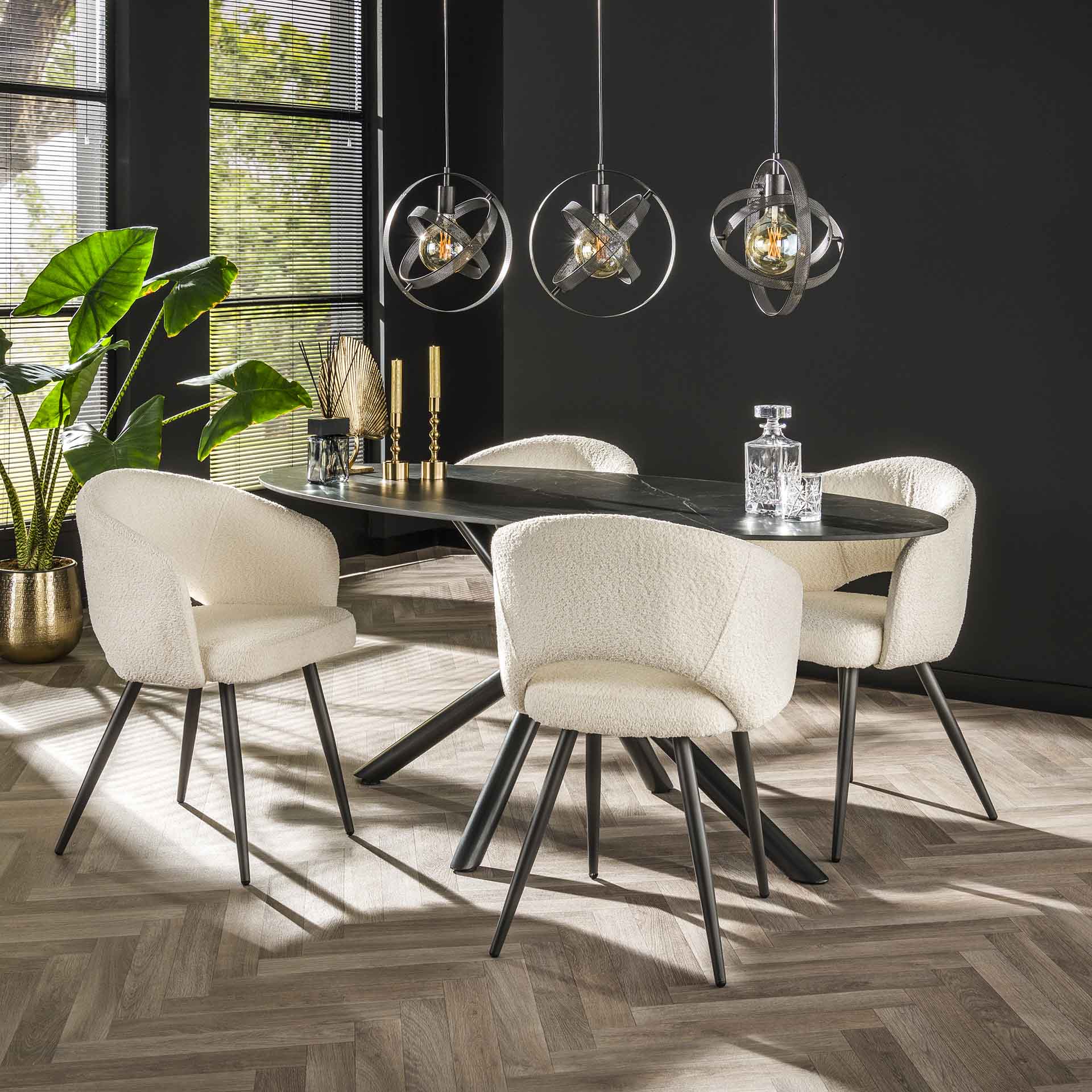 Eetkamertafel 180 Oval Ceramic - 180x90x76 cm - Ceramic Natural Black