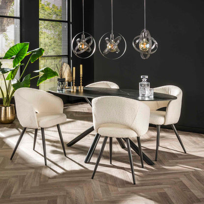 Eetkamertafel 180 Oval Ceramic - 180x90x76 cm - Ceramic Natural Black