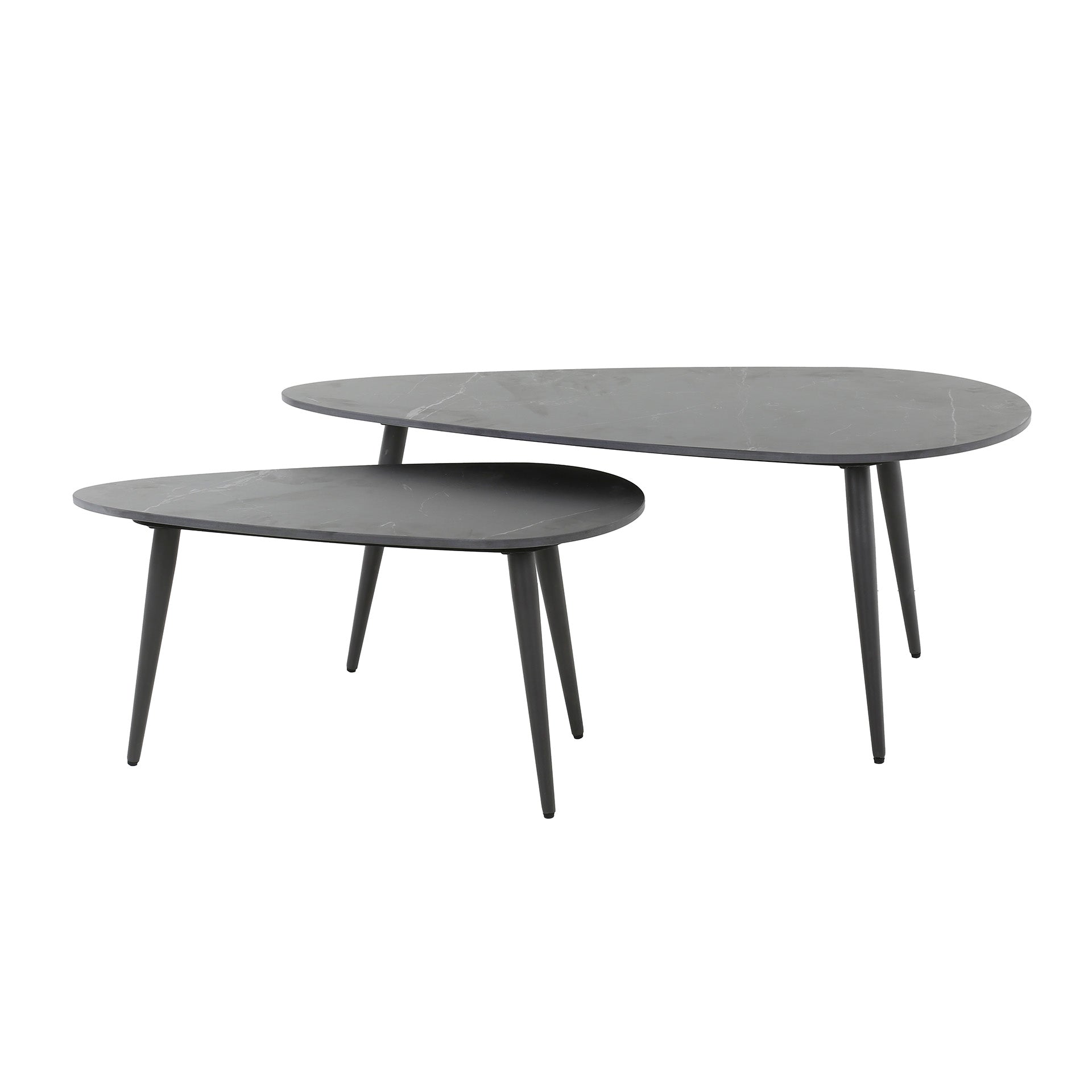 Salontafel set/2 niervormig ceramic / Ceramic natural black