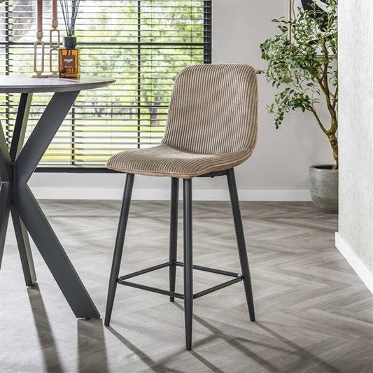 Barstoel Rib verpakt per 2 - 45x50x99 cm - Rock zandkleur