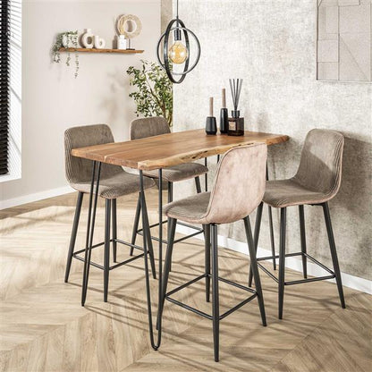Barstoel Rib verpakt per 2 - 45x50x99 cm - Rock zandkleur