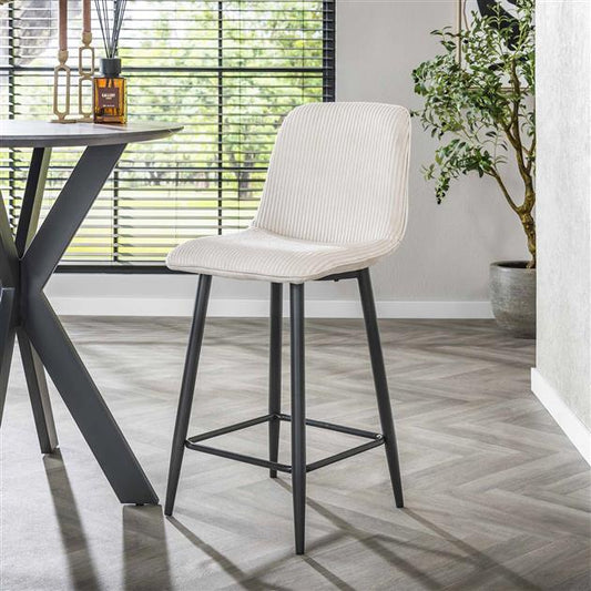 Barstoel Rib verpakt per 2 Rock - 45x50x99 cm - Gebroken wit