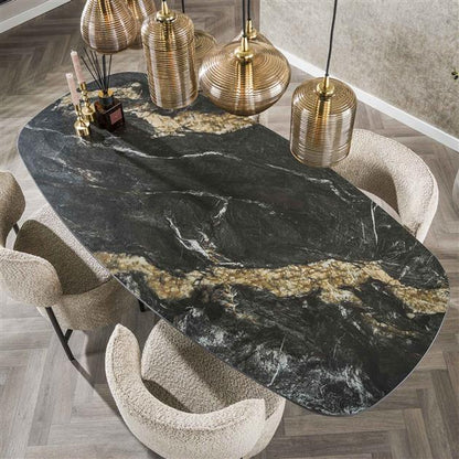 Eetkamertafel Spider Deens Ovaal 180 - 180x90x76 cm - Ceramic Fossil Black