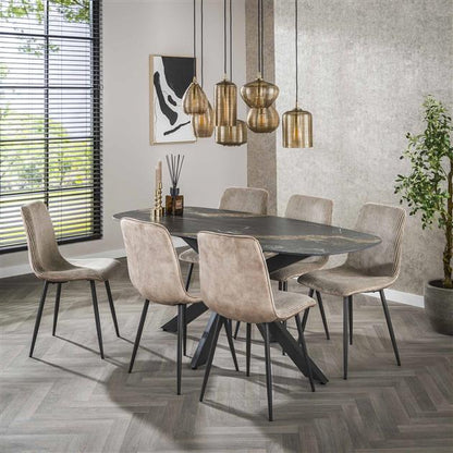Eetkamertafel Spider Deens Ovaal 180 - 180x90x76 cm - Ceramic Fossil Black