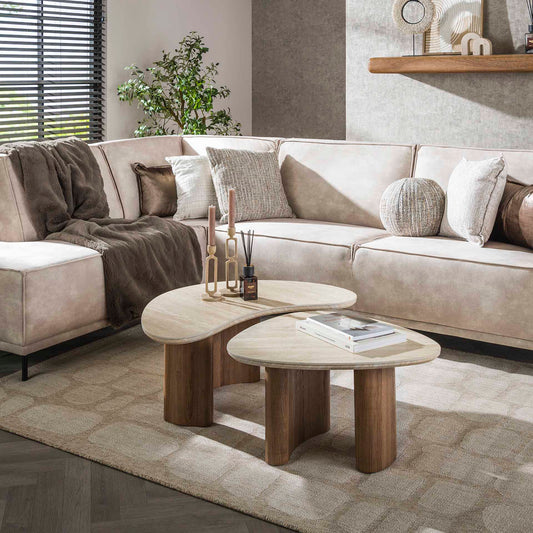 Salontafel set van 2 Romano Organic - 88x44x36 cm - Ceramic Travertine