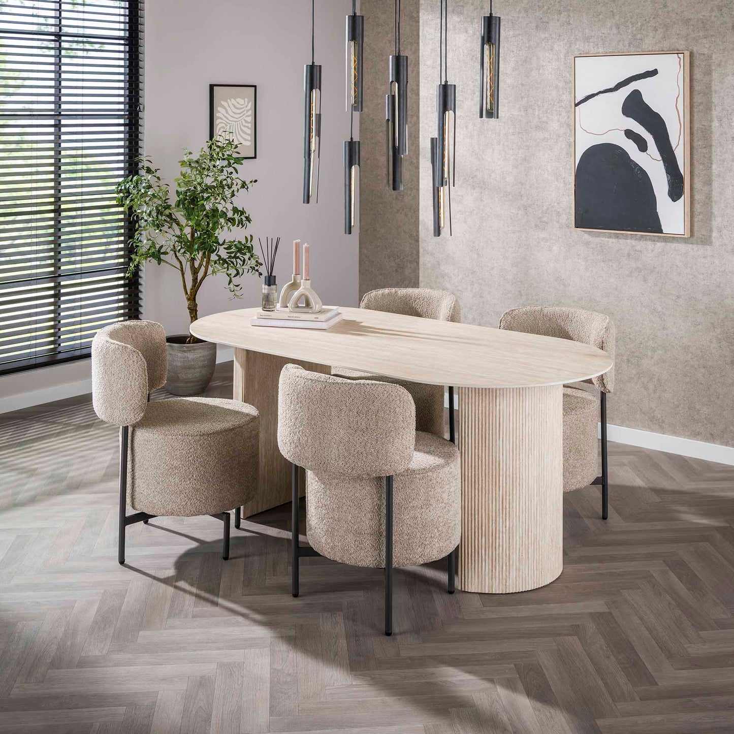 Eetkamertafel 180 arch ceramic / Ceramic travertine