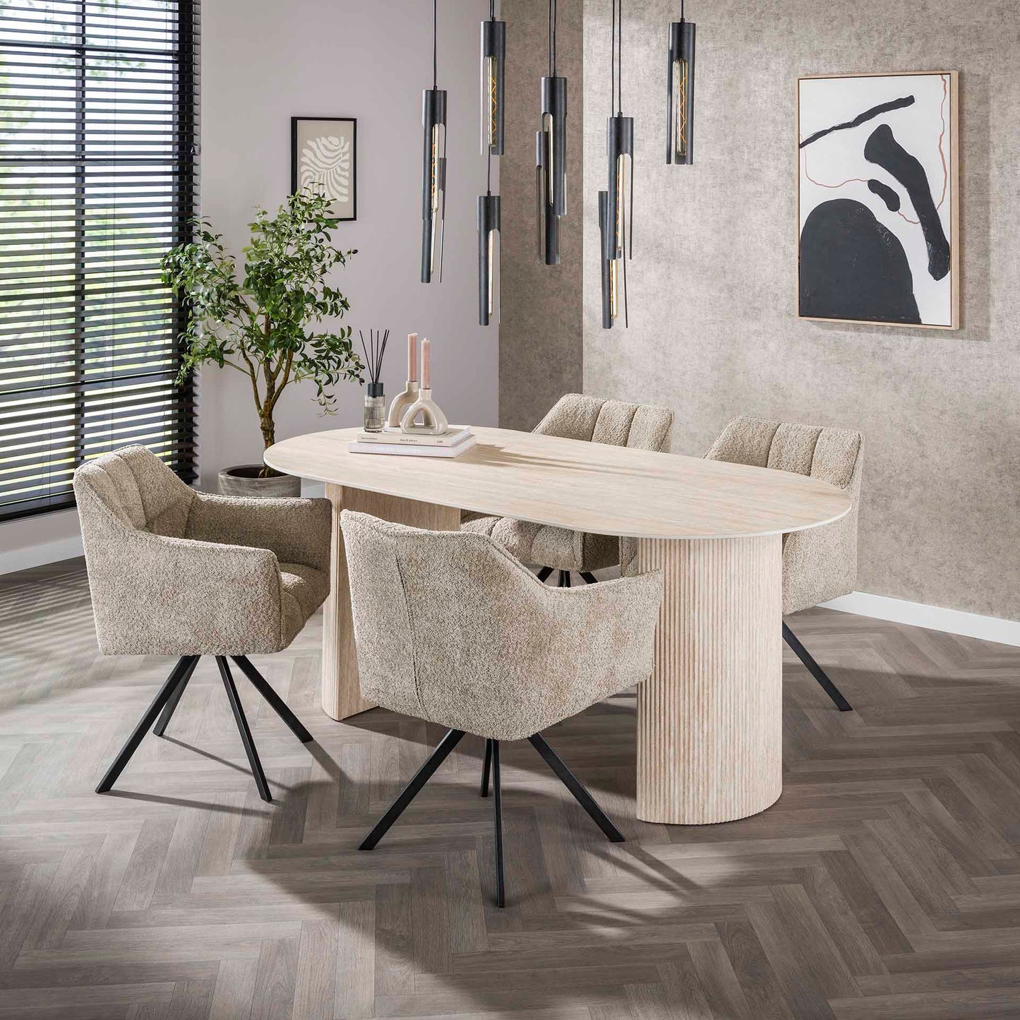 Eetkamertafel 180 Arch Ceramic - 180x90x77 cm - Ceramic Travertine