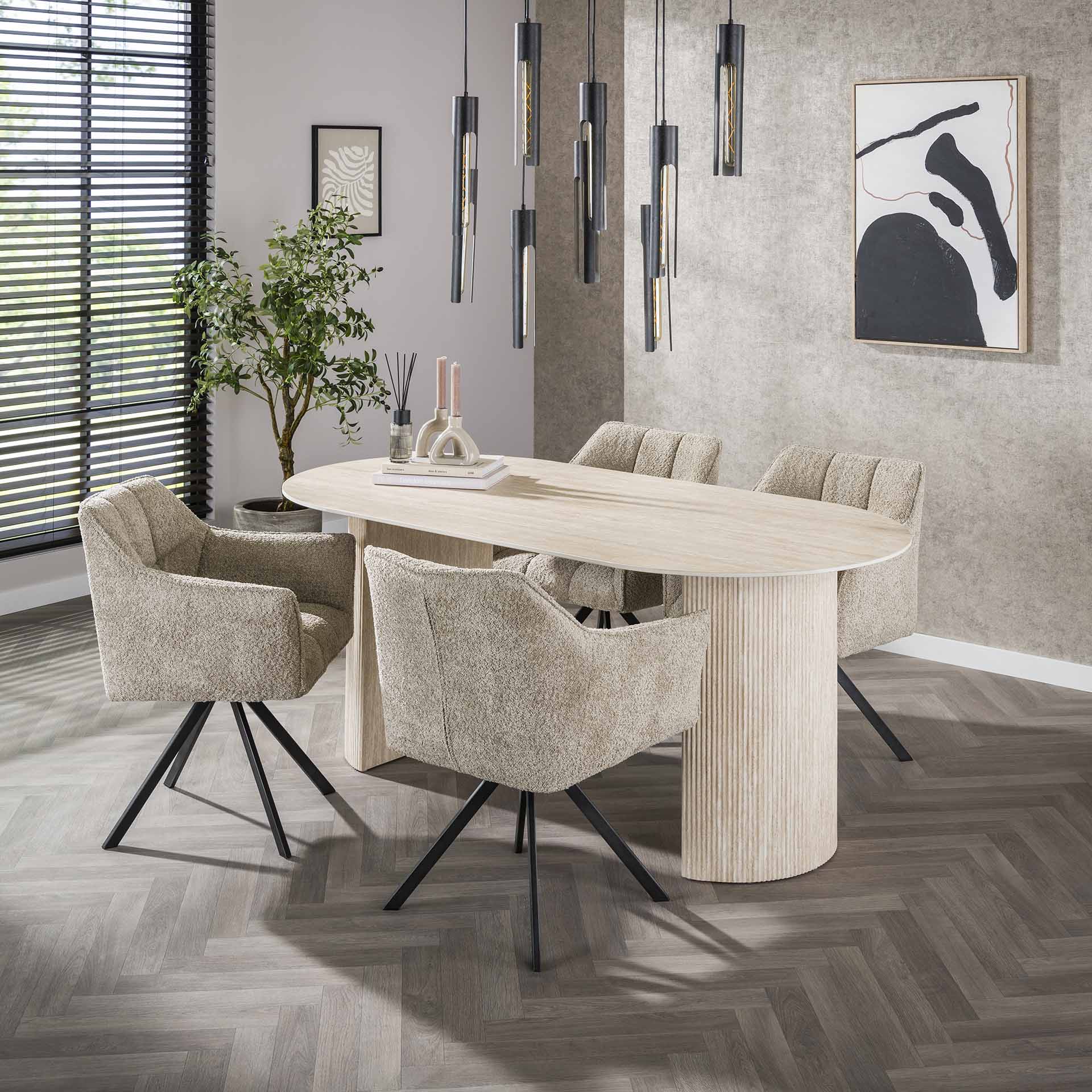 Eetkamertafel 180 Arch Ceramic - 180x90x77 cm - Ceramic Travertine