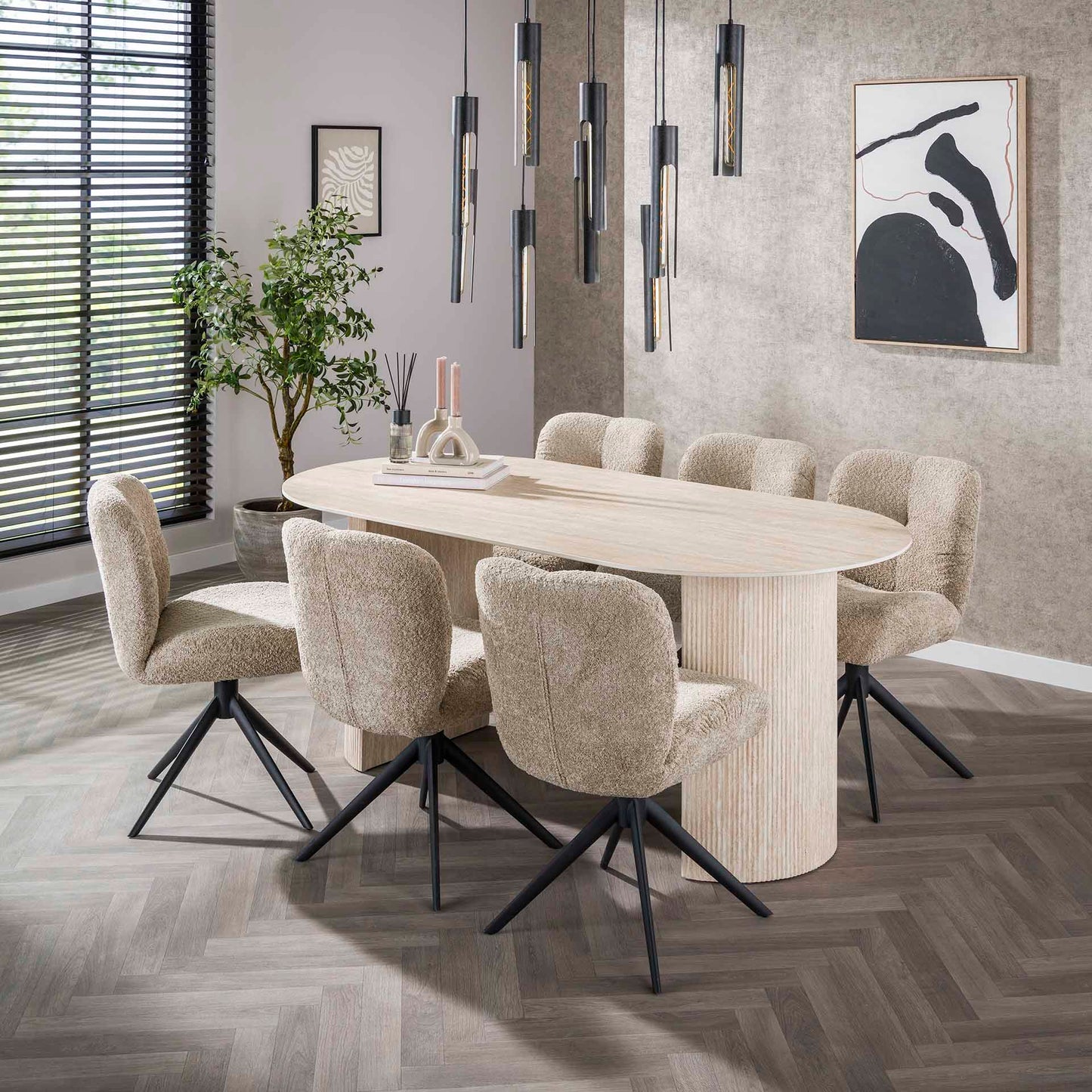 Eetkamertafel 180 arch ceramic / Ceramic travertine