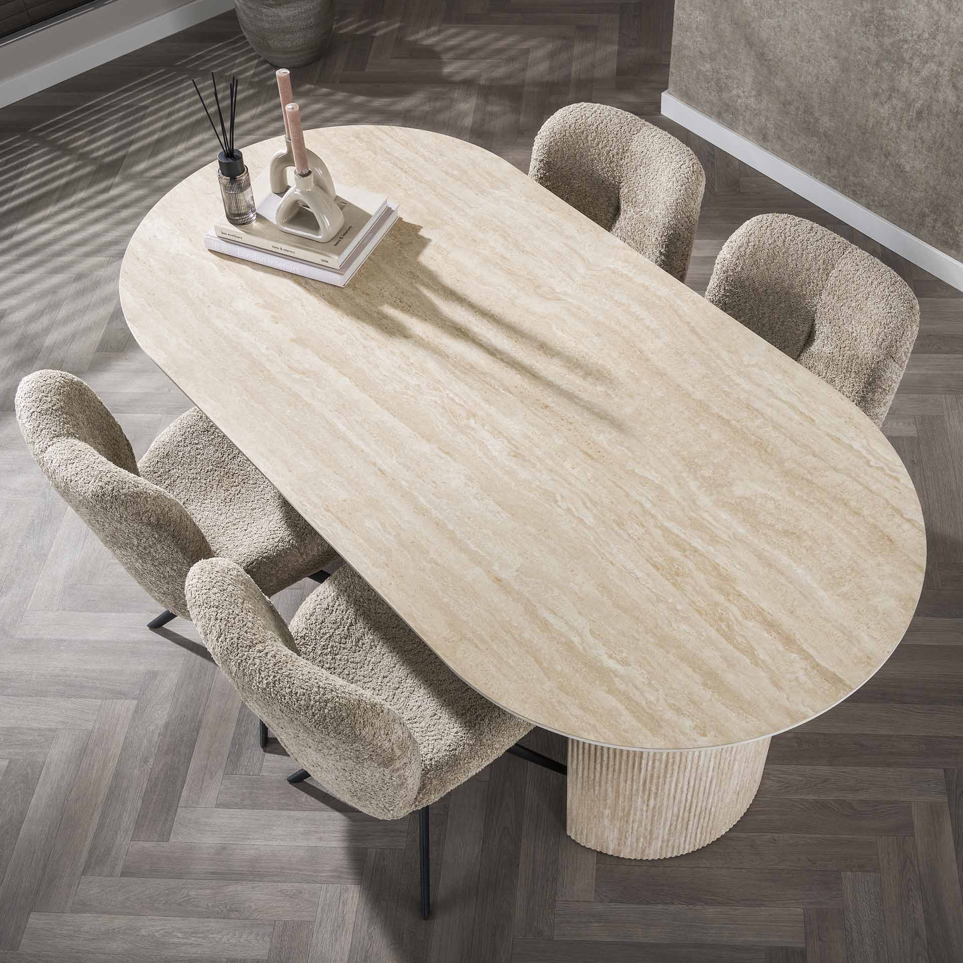 Eetkamertafel 180 arch ceramic / Ceramic travertine