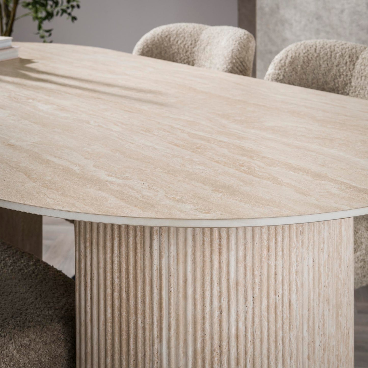 Eetkamertafel 180 arch ceramic / Ceramic travertine