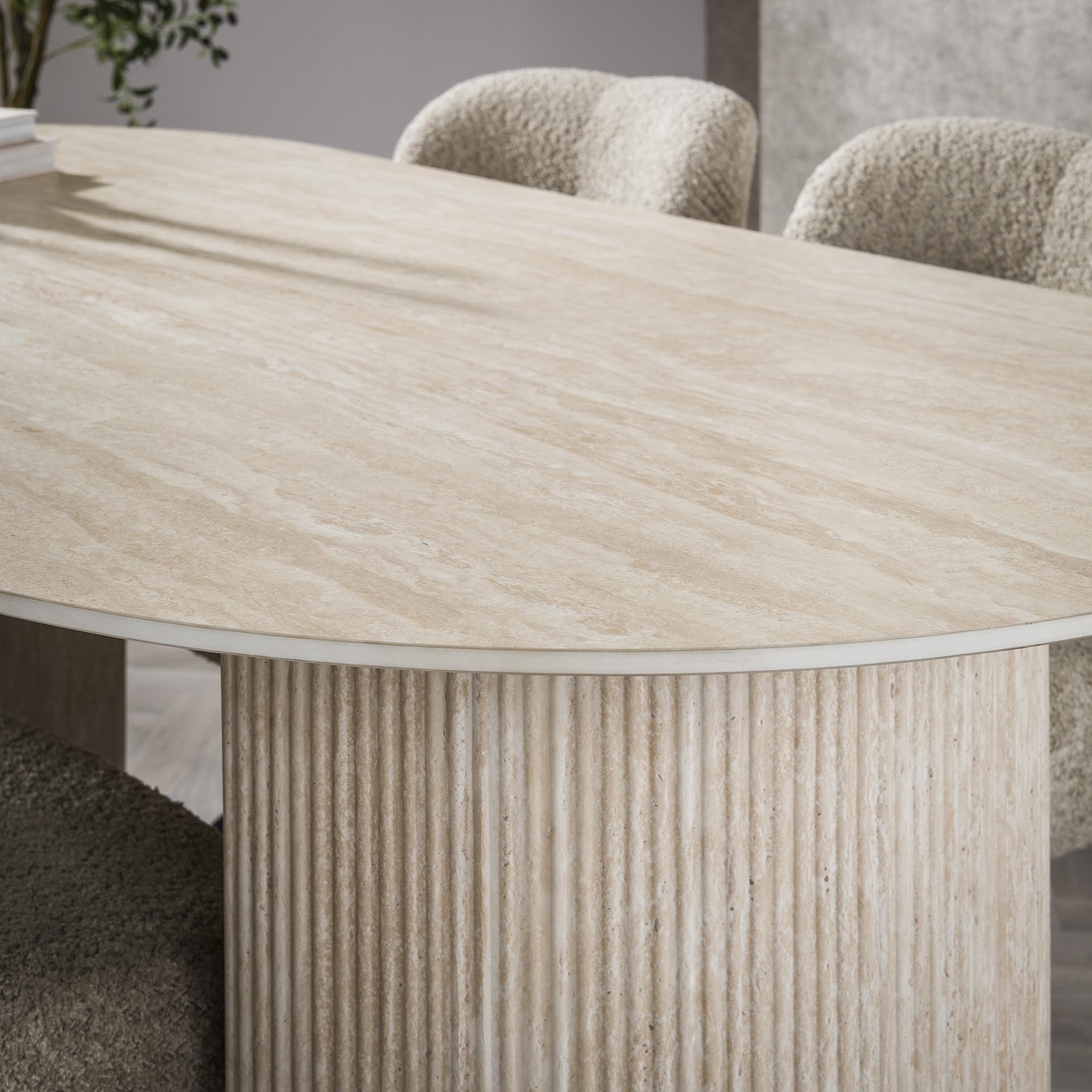 Eetkamertafel 180 arch ceramic / Ceramic travertine