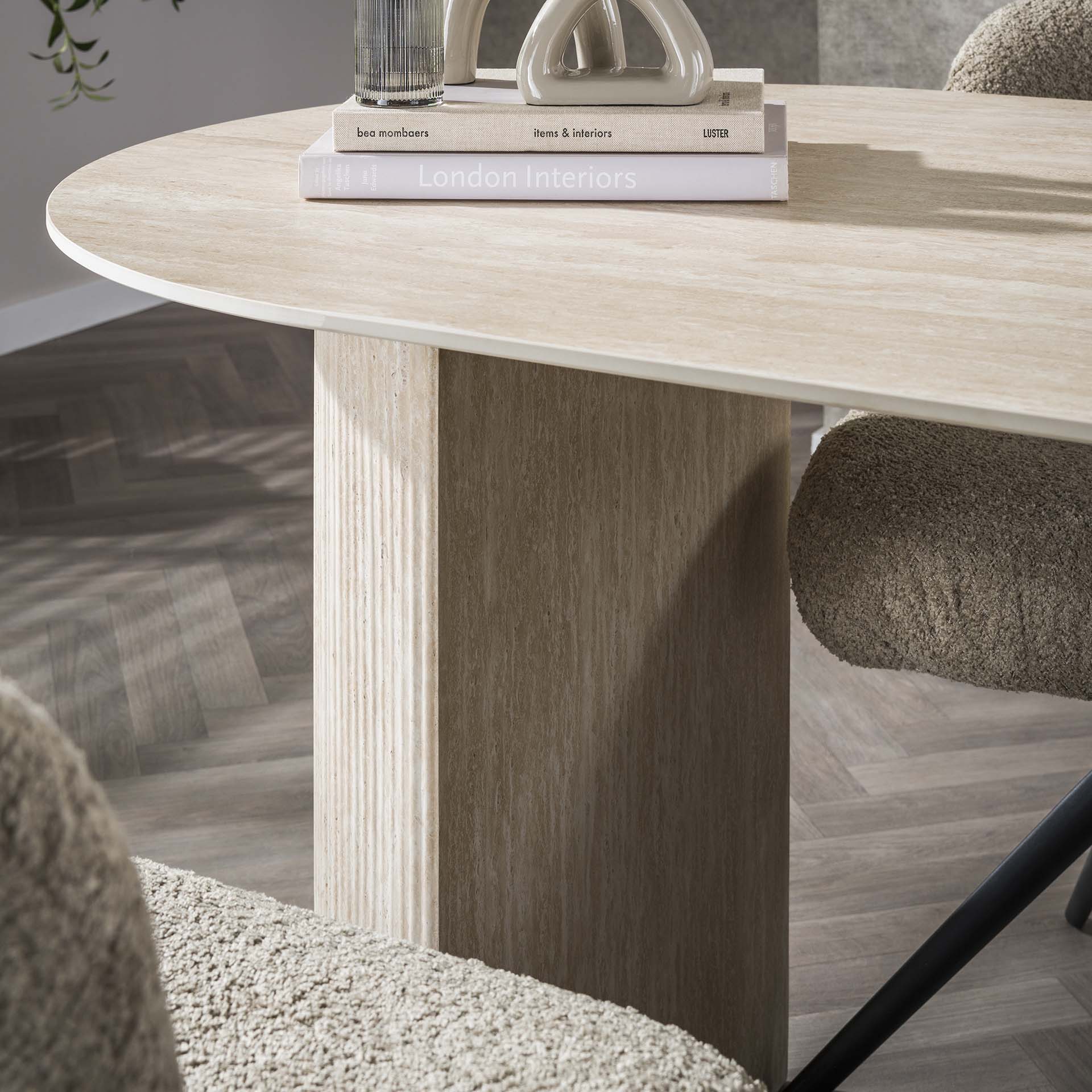 Eetkamertafel 180 arch ceramic / Ceramic travertine