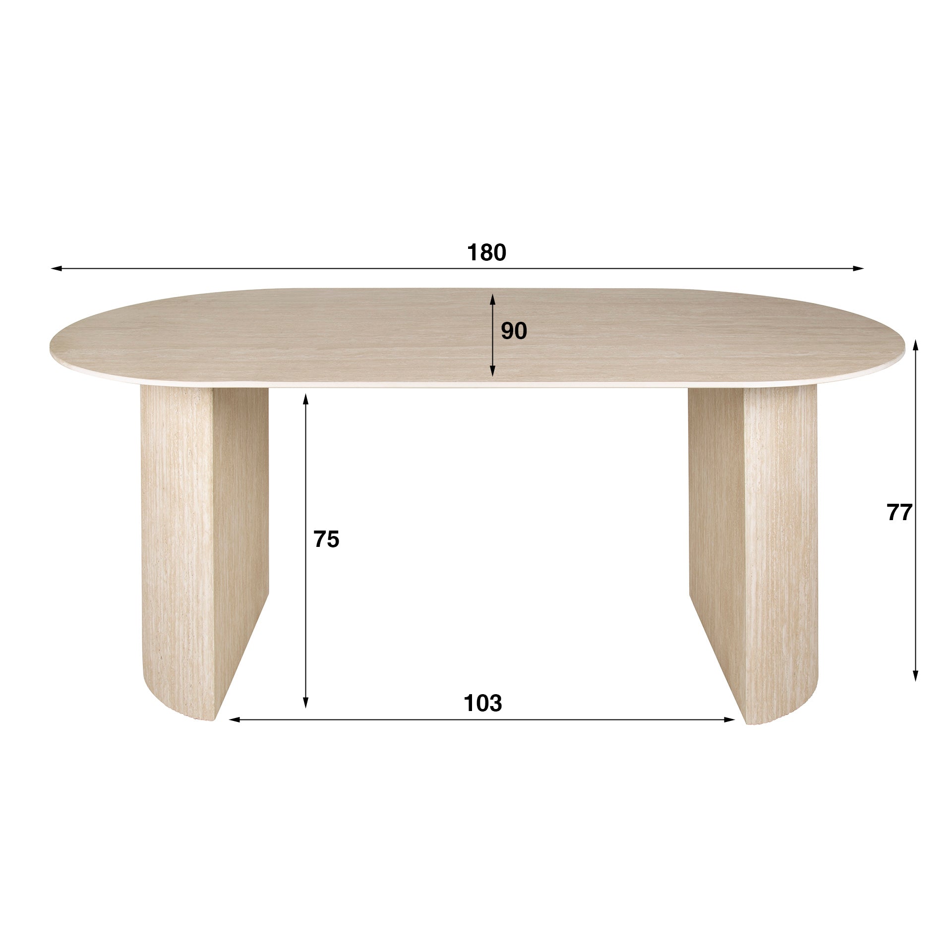 Eetkamertafel 180 arch ceramic / Ceramic travertine