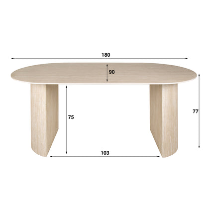 Eetkamertafel 180 arch ceramic / Ceramic travertine
