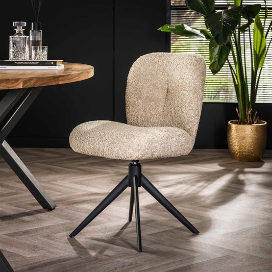 Stoel comfort draaibaar verpakt per 2 - 48x60x84 cm - Boucle zandkleur