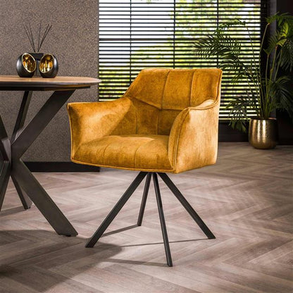 Armstoel Raster Draaibaar - verpakt per 2 - 63x60x81 cm - Goudkleurig Velours