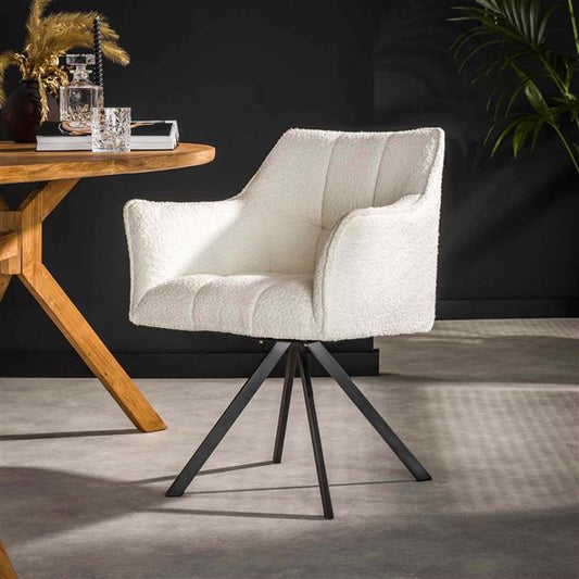 Armstoel van 2 Stuks Raster Draaibaar - 63x60x81 cm - Boucle wit