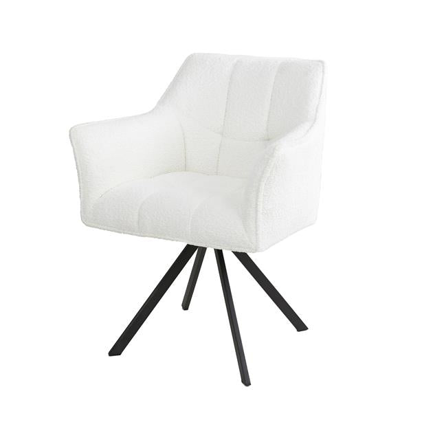 Armstoel van 2 Stuks Raster Draaibaar - 63x60x81 cm - Boucle wit