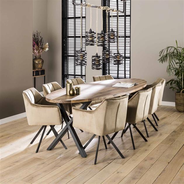 Armstoel verpakt per 2 Champagne Velours – Raster Draaibaar – 63x60x81 cm