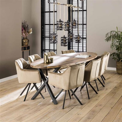Armstoel verpakt per 2 Champagne Velours – Raster Draaibaar – 63x60x81 cm
