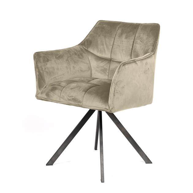 Armstoel verpakt per 2 Champagne Velours – Raster Draaibaar – 63x60x81 cm