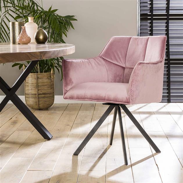 Armstoel Raster Draaibaar verpakt per 2 - 63x60x81 cm - Roze Velours
