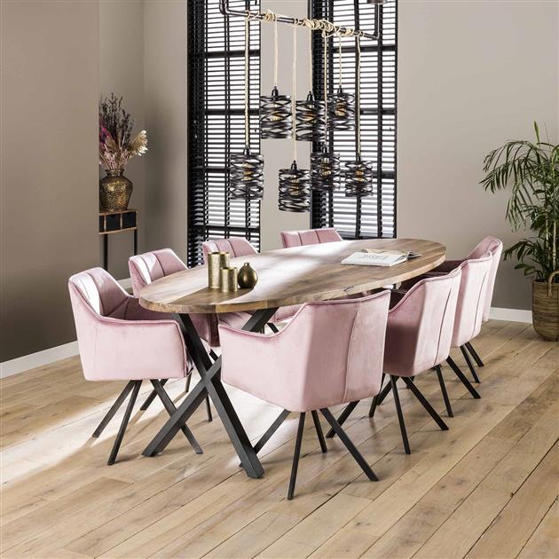 Armstoel Raster Draaibaar verpakt per 2 - 63x60x81 cm - Roze Velours
