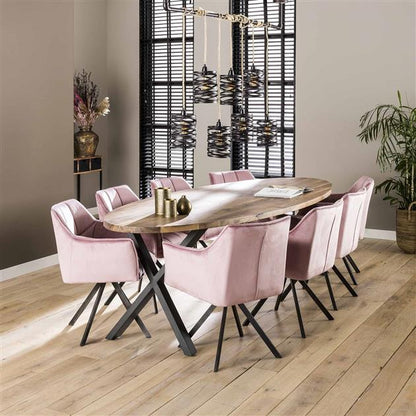 Armstoel Raster Draaibaar verpakt per 2 - 63x60x81 cm - Roze Velours