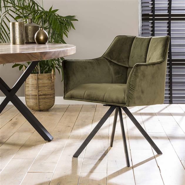 Armstoel Raster Draaibaar verpakt per 2 - 63x60x81 cm - Groen Velours