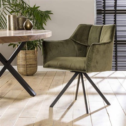 Armstoel Raster Draaibaar verpakt per 2 - 63x60x81 cm - Groen Velours