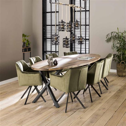 Armstoel Raster Draaibaar verpakt per 2 - 63x60x81 cm - Groen Velours