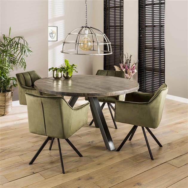 Armstoel Raster Draaibaar verpakt per 2 - 63x60x81 cm - Groen Velours
