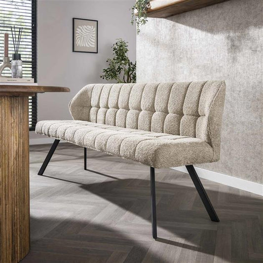 Eetkamerbank Raster Boucle - 180x58x81 cm - Zandkleur