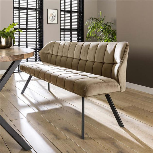 Eetkamerbank van raster - 180x58x81 cm - Champagne velours