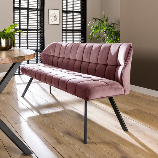 Eetkamerbank Raster Velours - 180x58x81 cm - Champagne
