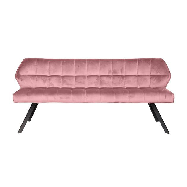 Eetkamerbank Raster / Roze Velours - 180x58x81 cm