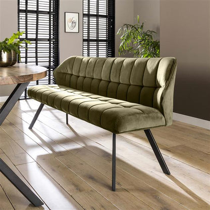 Eetkamerbank Raster - 180x58x81 cm - Groen Velours