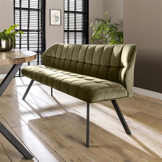 Eetkamerbank Raster - 180x58x81 cm - Groen Velours