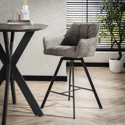 Barstoel van 2 Stoelen Raster Draaibaar - 56x52x95 cm - Boucle Taupe