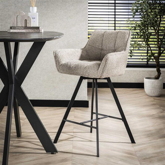 Barstoel Raster Draaibaar verpakt per 2 - 56x52x95 cm - Boucle Zandkleur