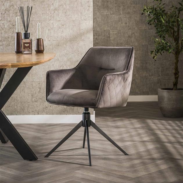 Armstoel Pull Draaibaar - verpakt per 2 - 61x62x83 cm - Antraciet Velours