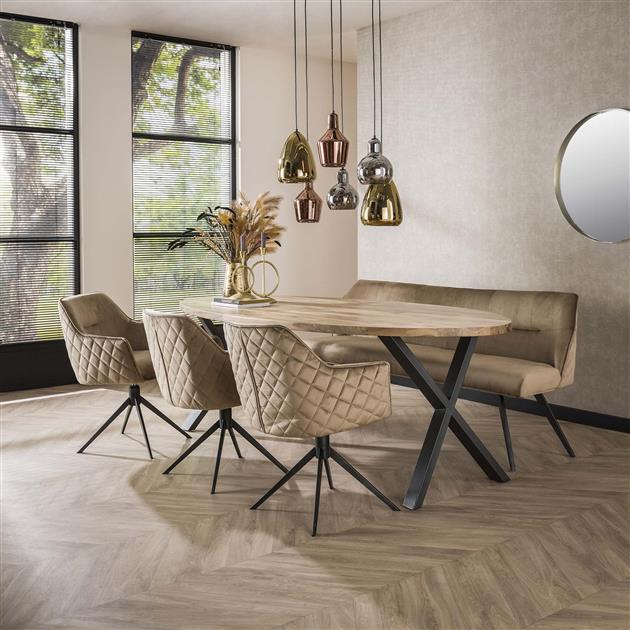 Armstoel Pull Draaibaar verpakt per 2 - 61x62x83 cm - Champagne Velours