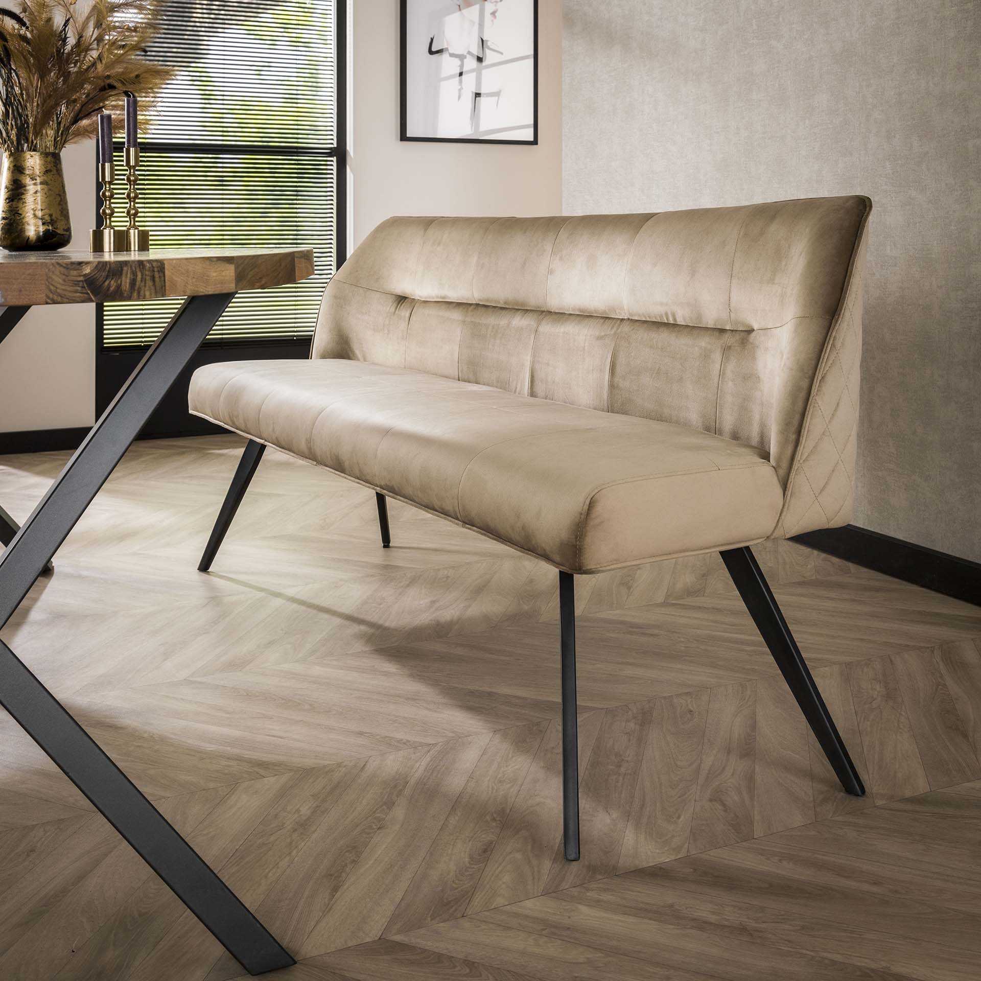 Eetkamerbank Pull - 188x53x84 cm - Rich Zandkleur