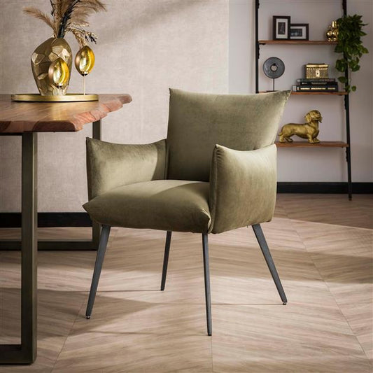 Eetkamerfauteuil Lobby - Groen velours - 65x68x83 cm