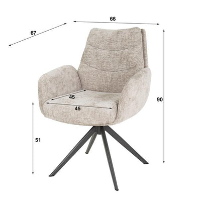 Armstoel Lounge verpakt per 2 - 66x67x90 cm - Rich Zandkleur